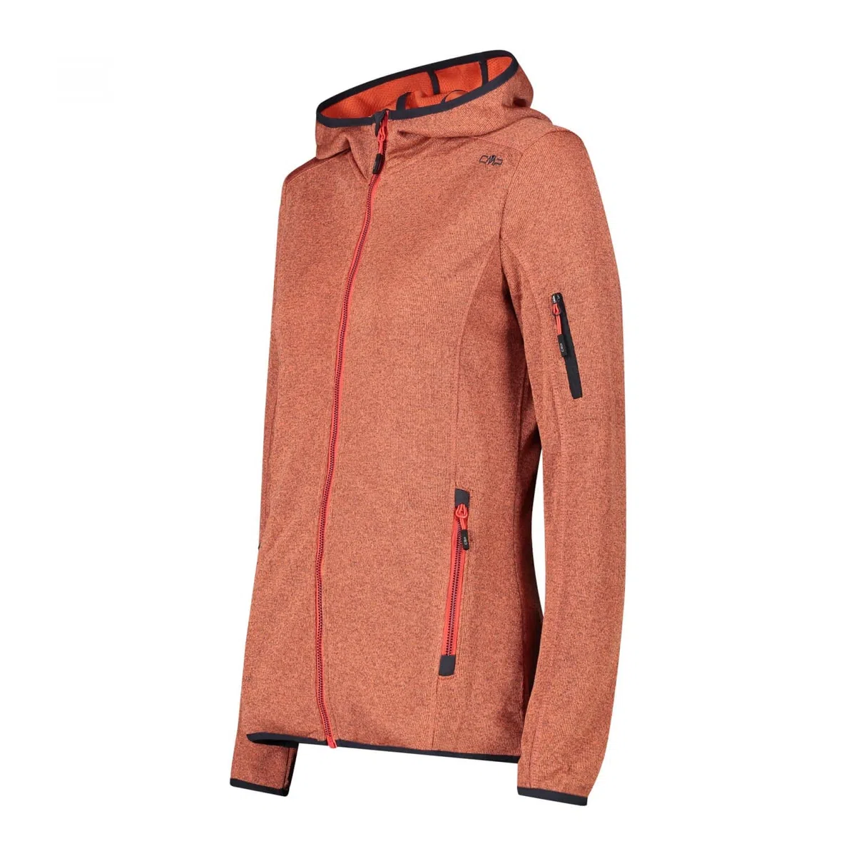 CMP - Giacca Knit-Tech da Donna con Cappuccio Fisso, Campari-Lighter, 44