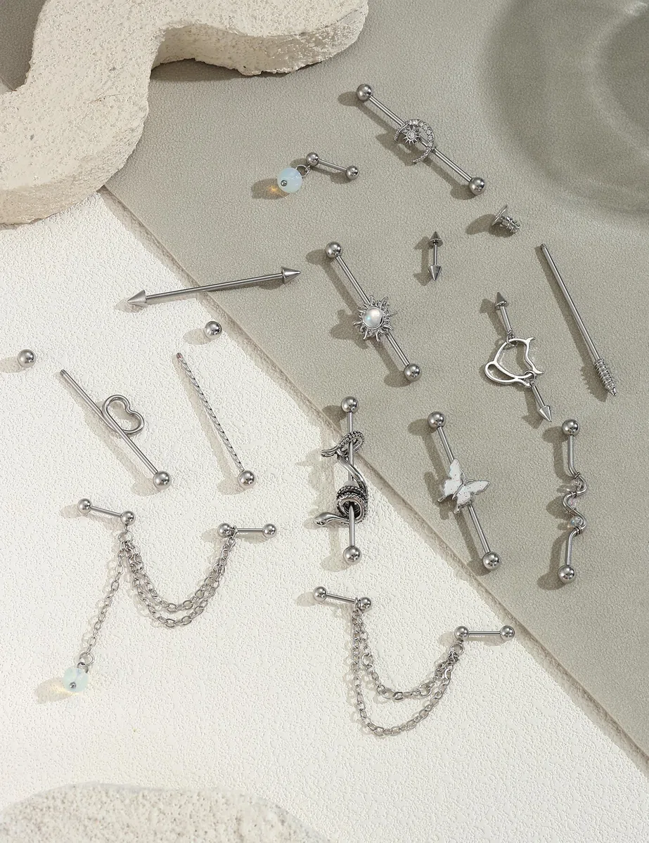 ADRAMATA 14G 16G Industrial Piercing Acciaio Chirurgico Industrial Piercing Orecchini Donna Uomo Industriale Orecchini Piercing Cartilagine Helix Piercing Oro Argento Industrial Piercing Gioielli