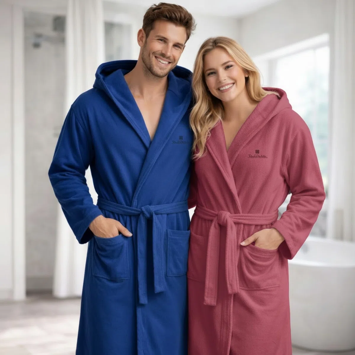 Intimitaly Renato Balestra - Accappatoio in Microfibra Uomo e Donna - Unisex con Cappuccio, Tasche e Cintura, Leggero e Morbido, per Viaggio, Piscina, Palestra
