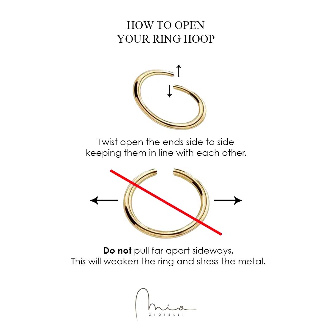 Mia Gioielli - Piercing Naso in Oro 18k (750) Bianco, Anellino Flex ø 8mm - Anallergico Unisex