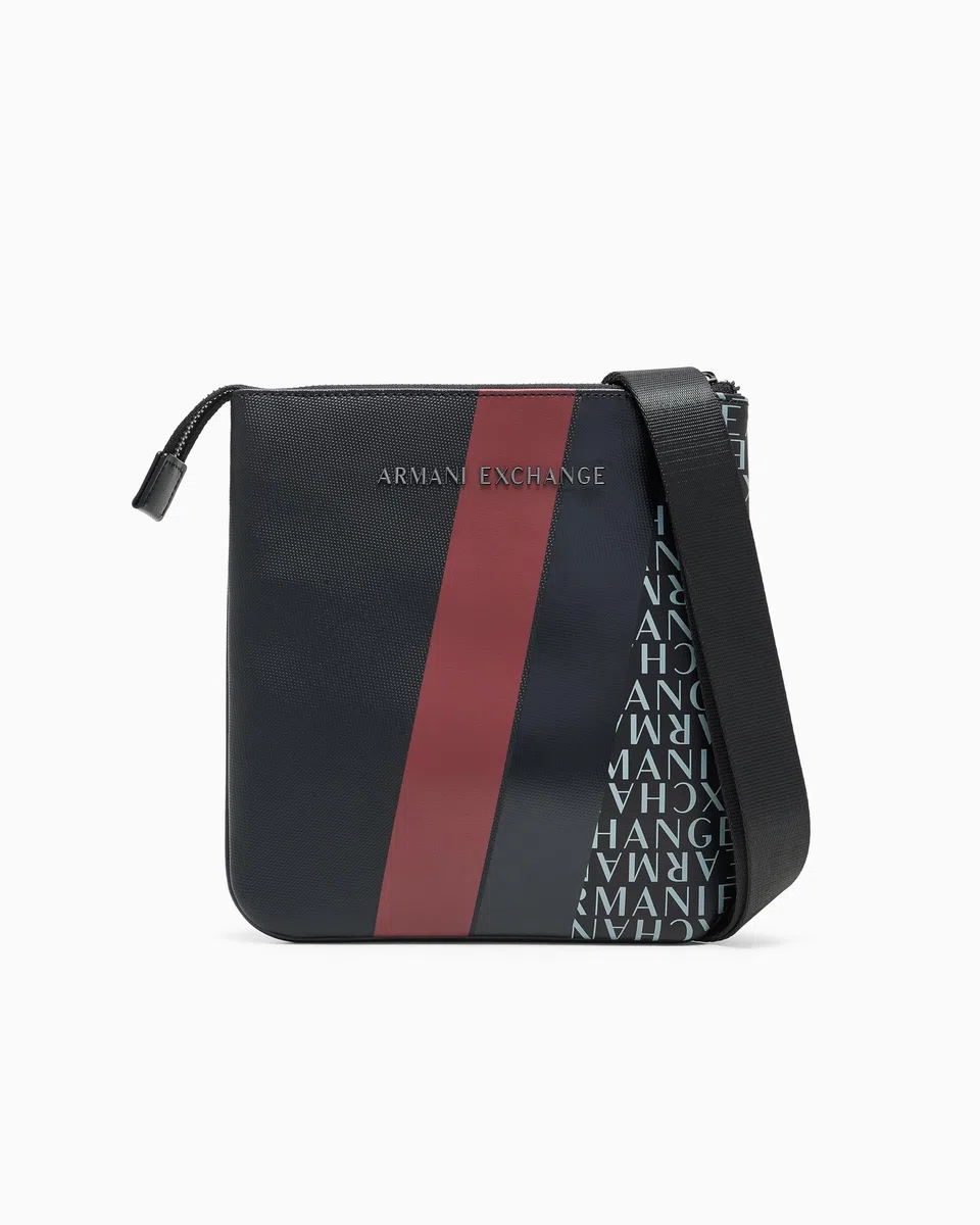Armani Exchange Uomo Essential, Dylan, logo ricamato Cross Body Black One size