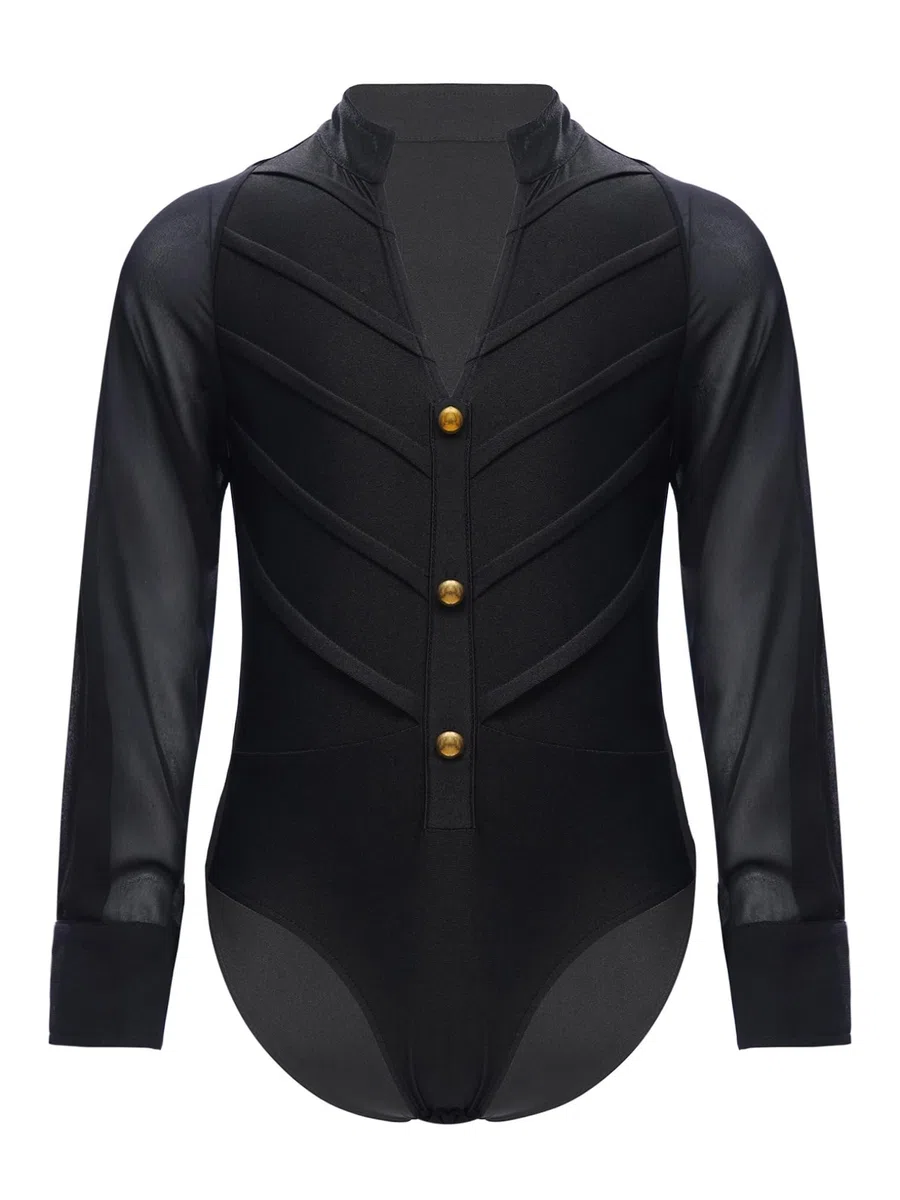 Freebily Body da Danza Classica Standard Bambino Ragazzo con Pantalone Camicia Body da Ballo Latino Americano Tango Balletto Leotards Jumpsuit Sportiva da Allenamento