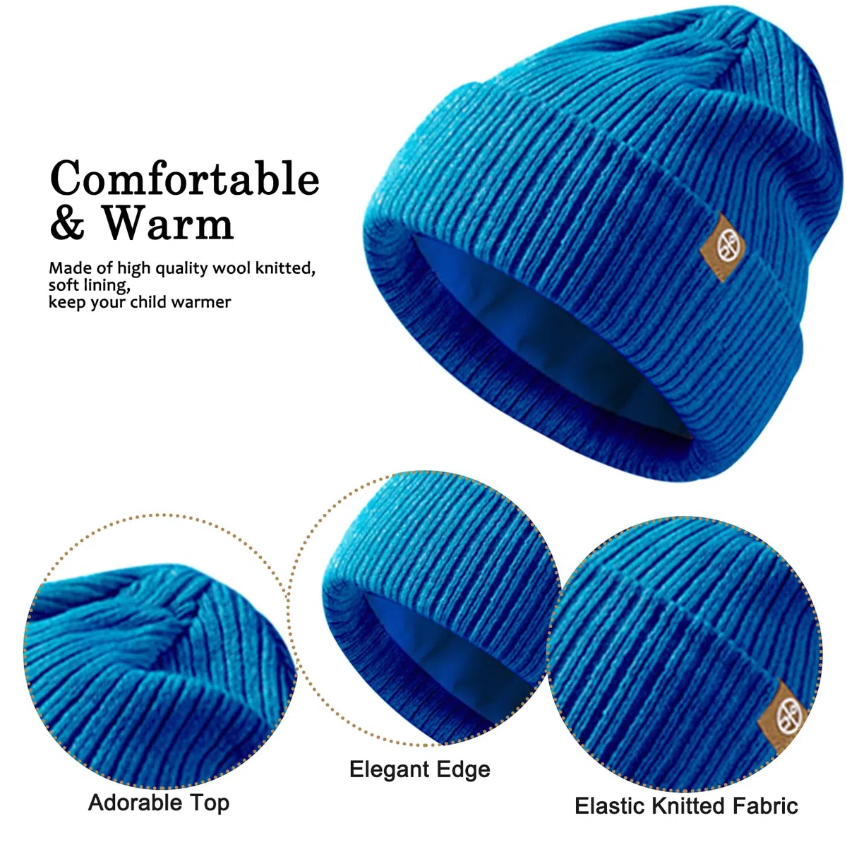 Enwokran Bambini Beanie Set di Guanti Sciarpa Cappello, 3 Pezzi Invernale Termico Berretto Caldo Scaldacollo Touch Screen Guanti per Ragazzo Ragazza 5-12 Anni Attività All'aperto
