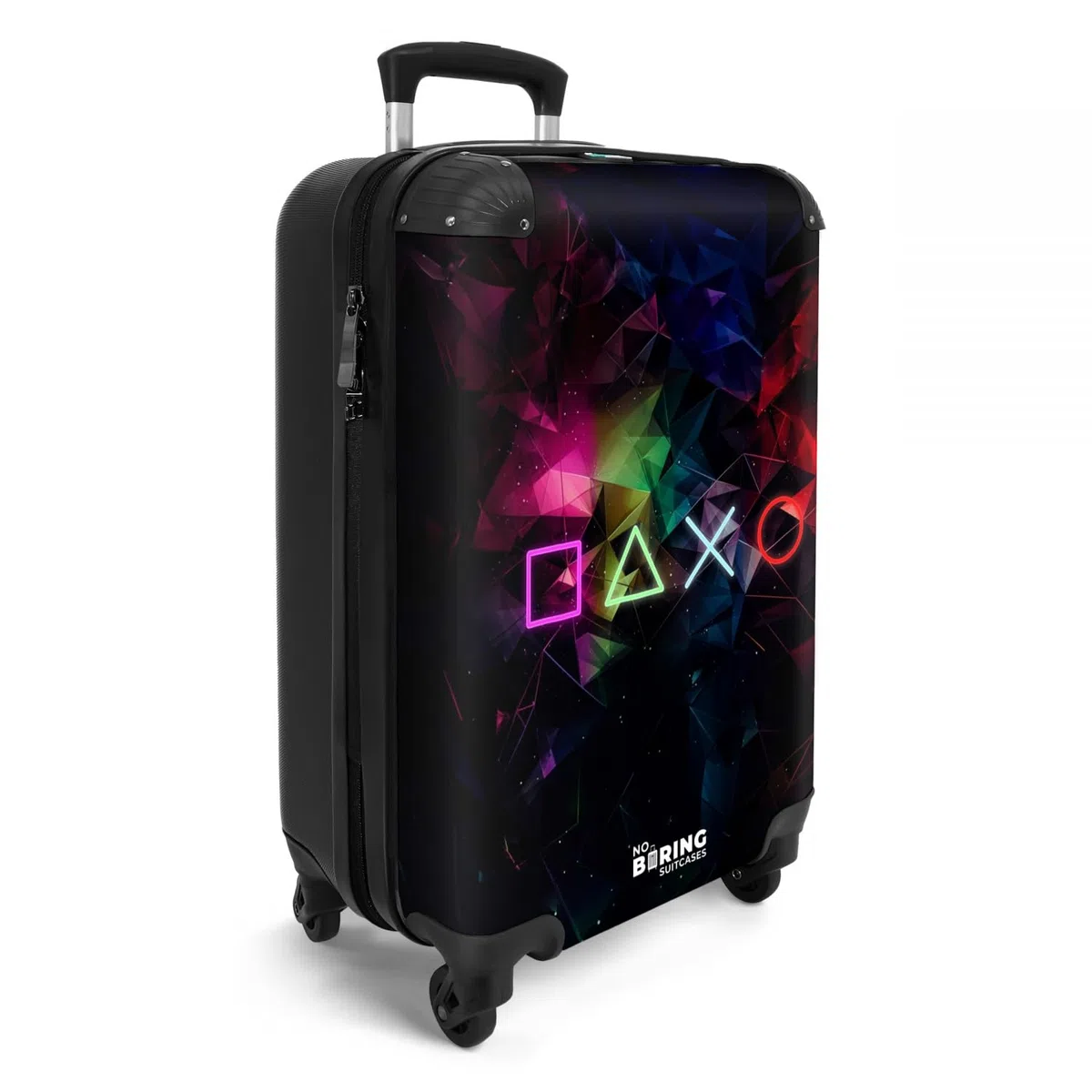NoBoringSuitcases.com Trolley Valigia Bambino da Viaggio, Bagaglio a Mano 55x40x20 cm (Gioco - Neon - Nero)