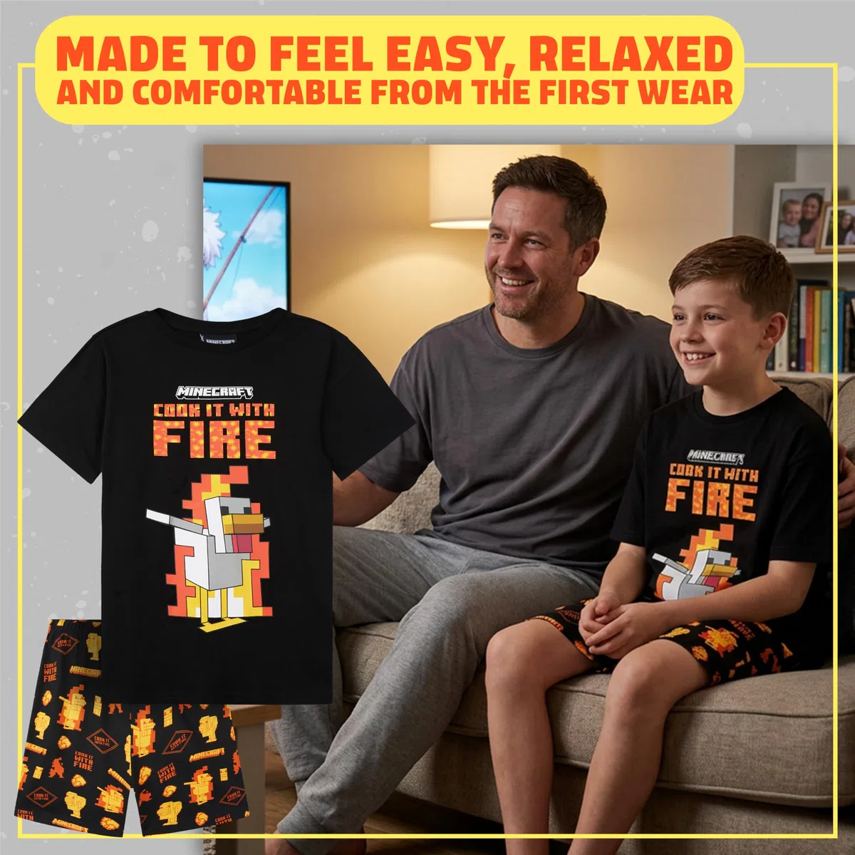 Minecraft Corto Pigiama Ragazzo, Confezione Multipla Morbido Pigiami Estivi Bambino con Maglietta e Pantaloncini, Abbigliamento Notte, Regalo Ragazzo