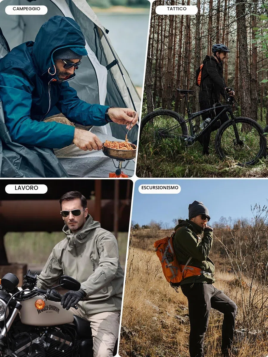 FREE SOLDIER Giacca Softshell Giacche Militari Softshell da Uomo Fodera in Pile da Esterno Giacca Antivento Impermeabile con Cappuccio Giacche tattiche Calde Multitasche per Escursioni di Caccia Uomo