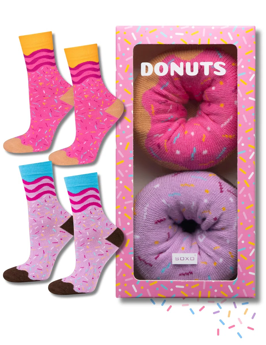 soxo Donut Calzini Donna Cotone Idee Regalo Donna Compleanno Calze Amica Regali 35-40 1-4 Paia