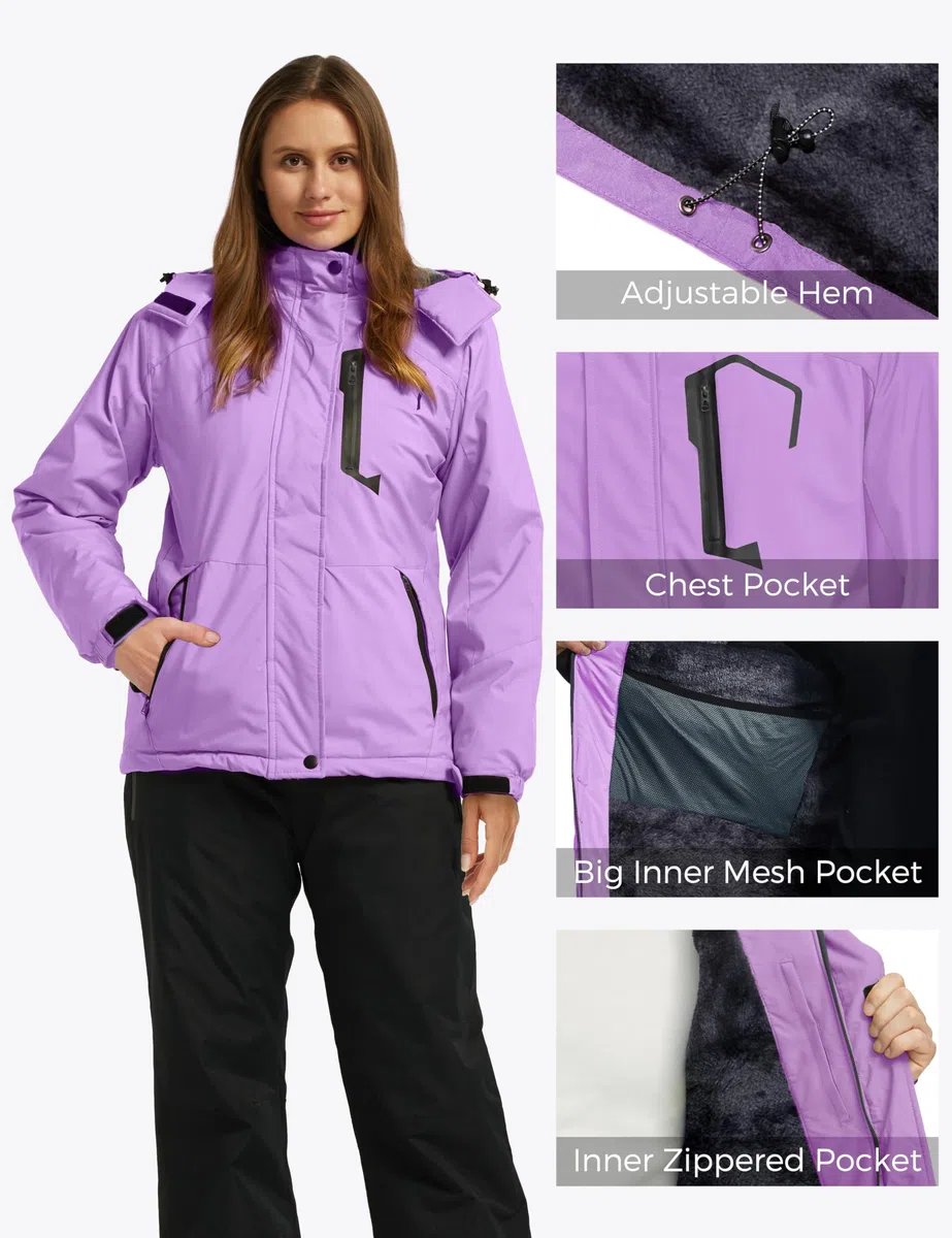 Wantdo Giacca da Sci Running Cappotto da Snowboard Escursionismo Outdoor Cappotto da Lavoro Idrorepellente Cappotto da Passeggio all'Aperto Sport Donna