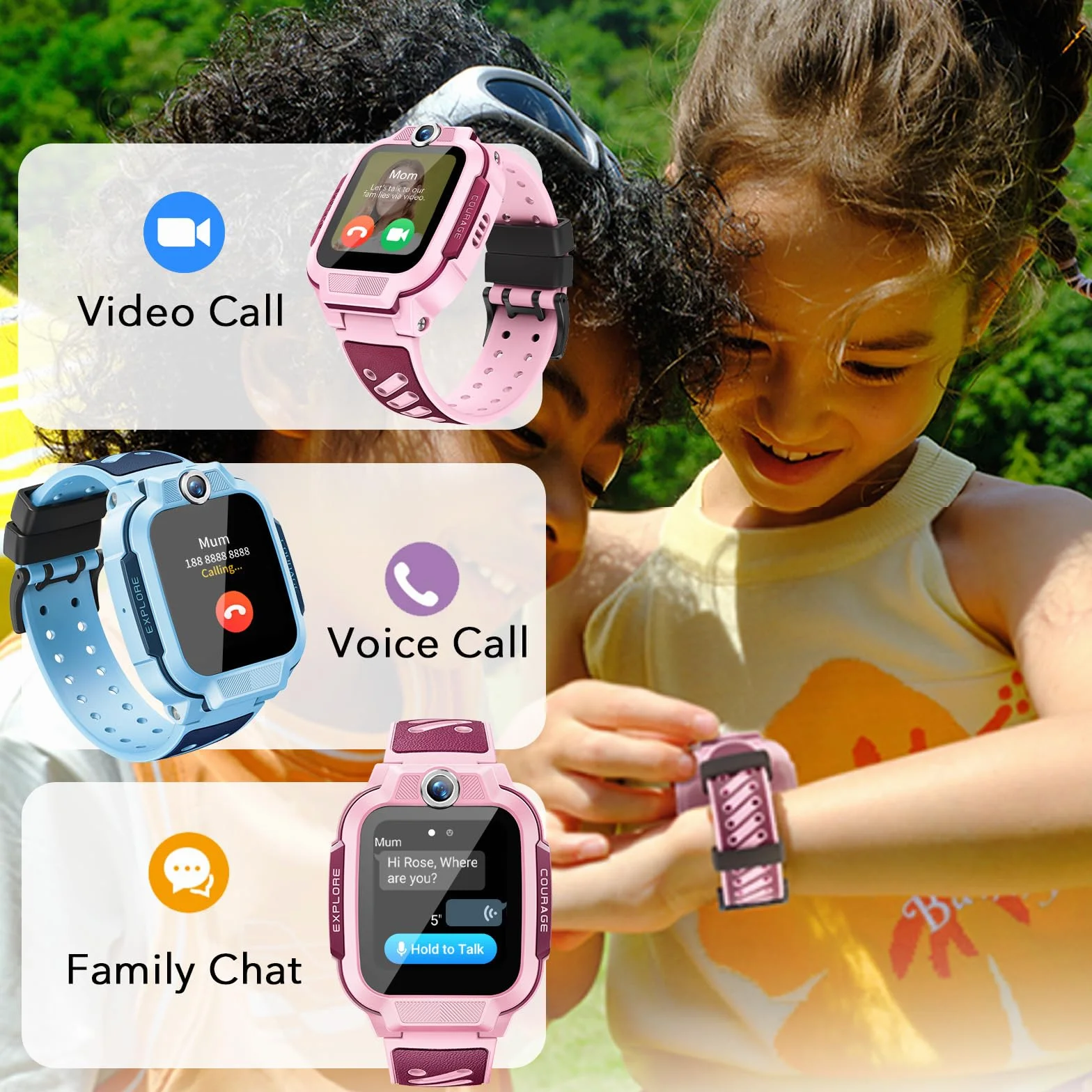 imoo Z3, smartwatch per bambini, con scheda SIM, orologio da polso per bambini, 4G, con IPX8, impermeabile, modalità aula, schermo da 1,5", 8 G, contapassi (rosa)