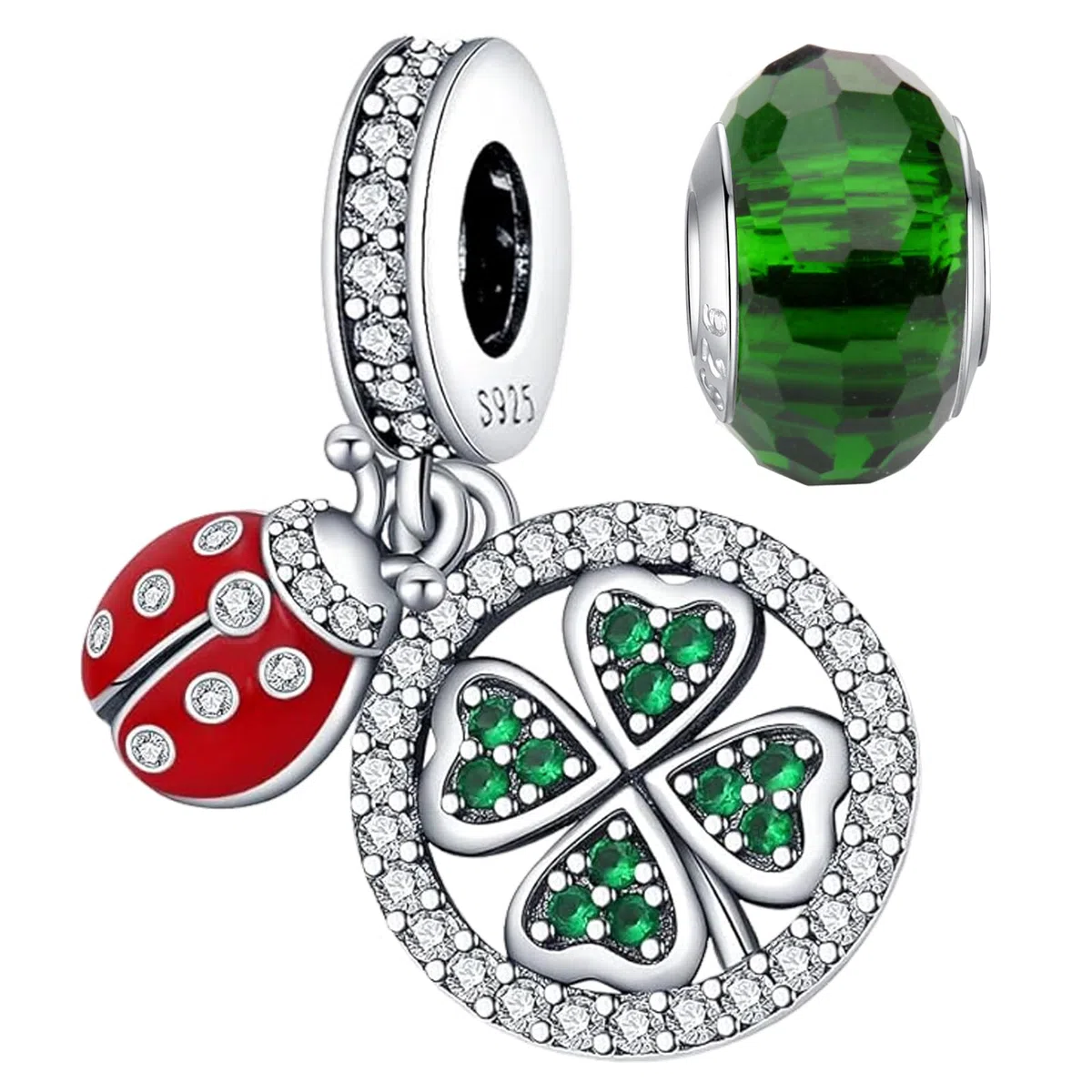 LNQOBU Ciondolo in Argento Sterling 925 Charm Bead con Bracciale e Collane Europei da Donna,Perline Intarsio con 5A Zircone per Donna Perline