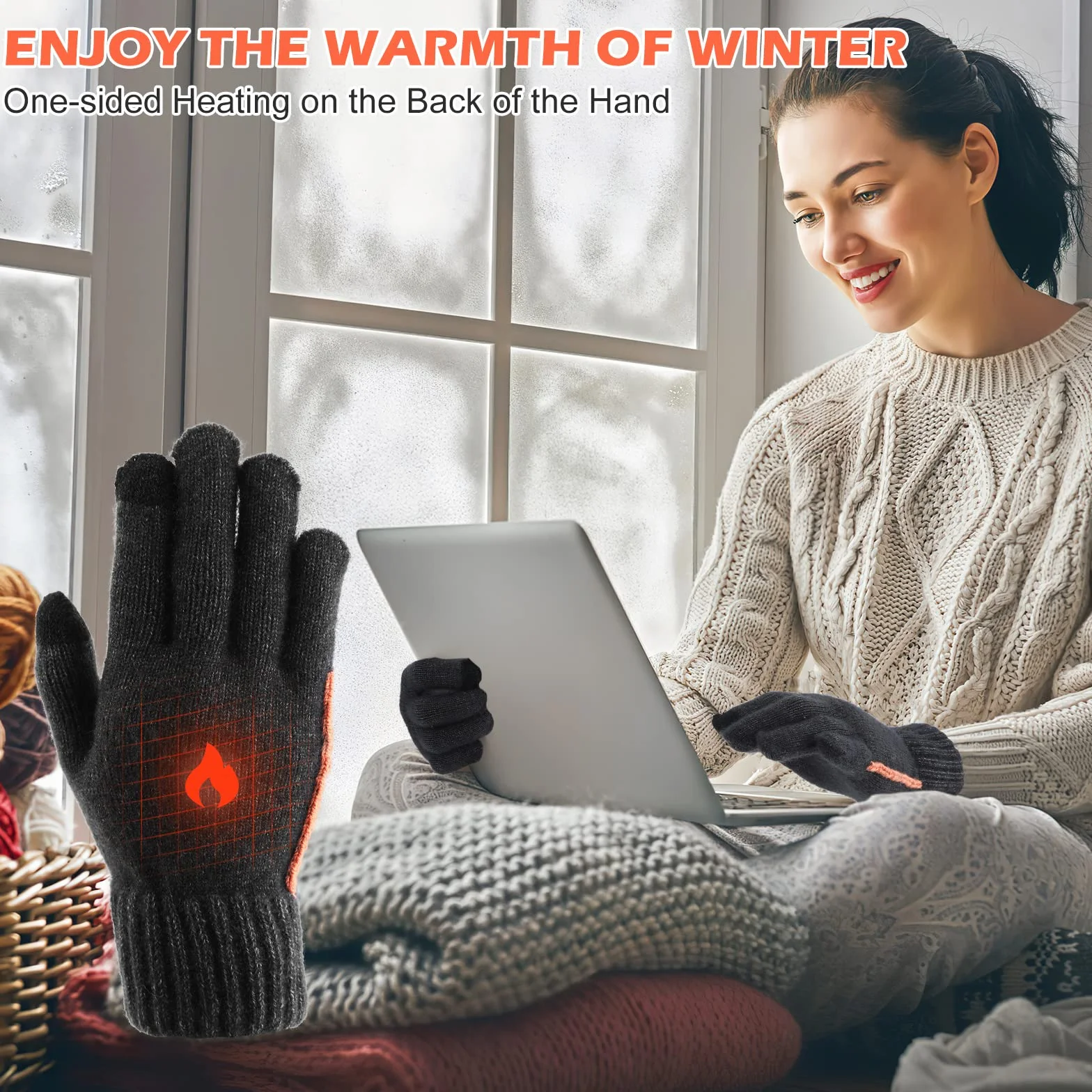 Guanti Riscaldati USB per Uomini e Donne - Invernali da Lavoro a Maglia Lavabili Con 3 Temperature Regolabili per Dito Intero