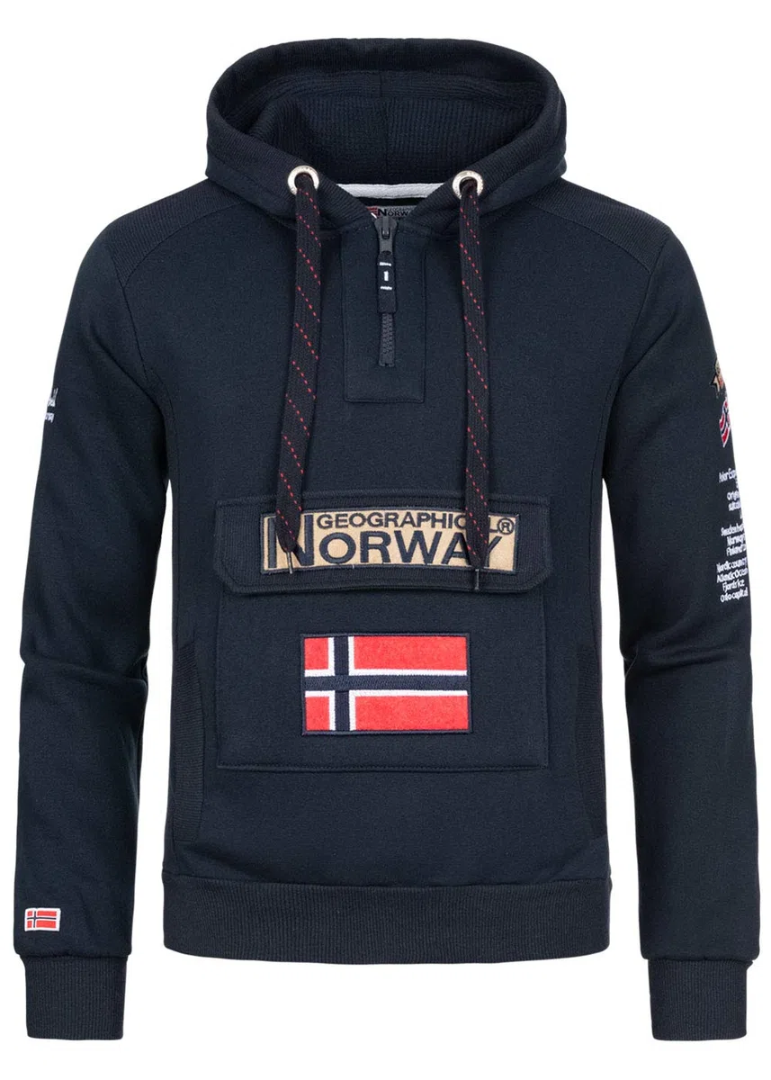 Geographical Norway Gymclass Men - Felpa Cappuccio con Tasca A Canguro Uomo - Felpa Pullover Hoody Caldo A Maniche Lunghe - Abito Ideale Primavera Estate Autunno Inverno