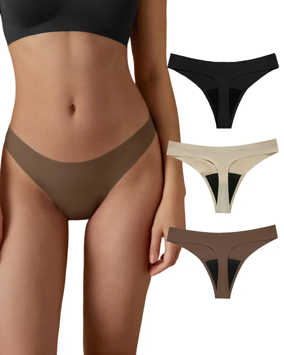 SHARICCA Mutande Ciclo Mestruale Donna Mestruali Perizoma Senza Cuciture Mutande Assorbenti Mestruali Lavabili Donna Intimo Protettive 3 Pack