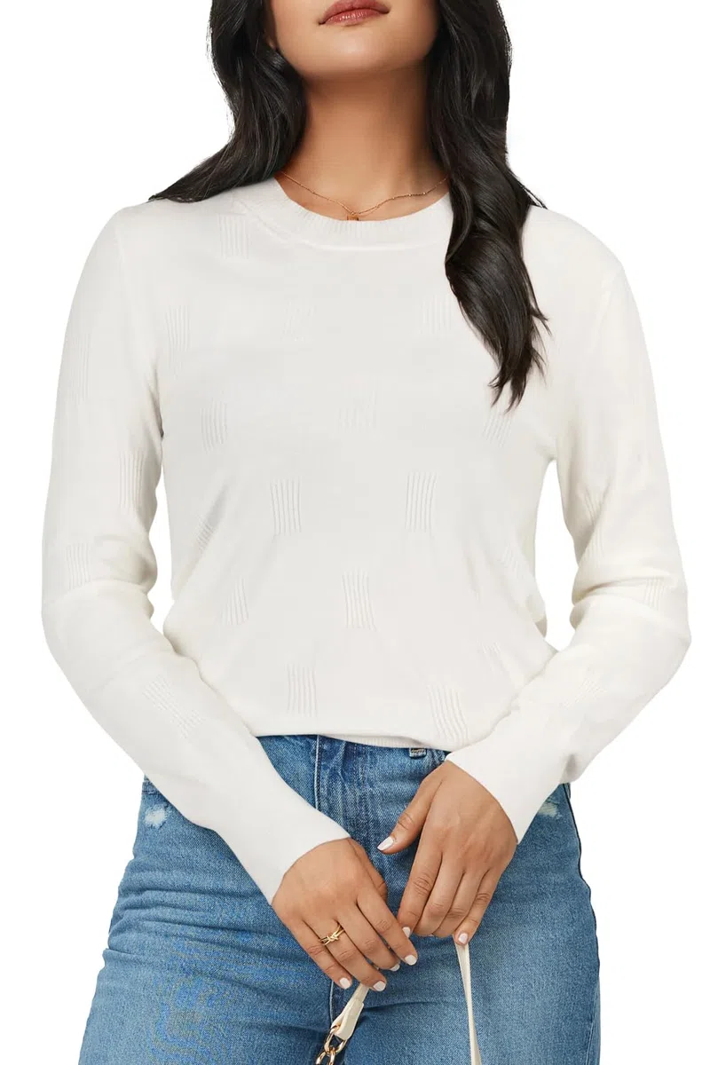 Arach&Cloz Felpa Girocollo da Donna a Maniche Corte Elegante Lavorata a Maglia di