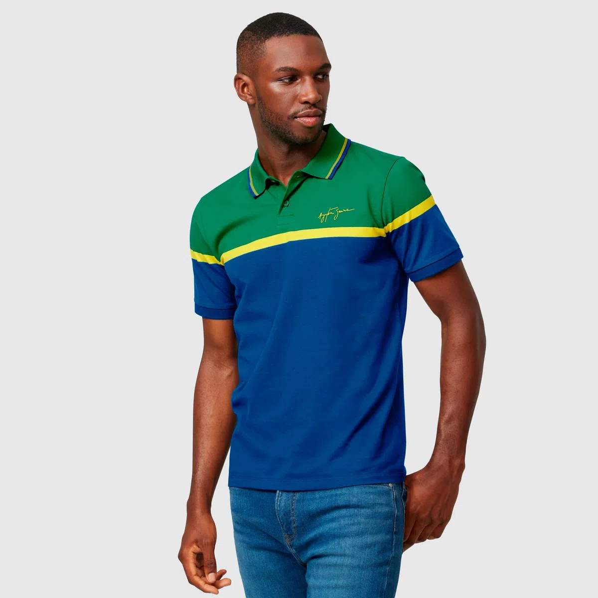 Ayrton Senna - Collezione ufficiale – Polo da uomo a righe – Navy