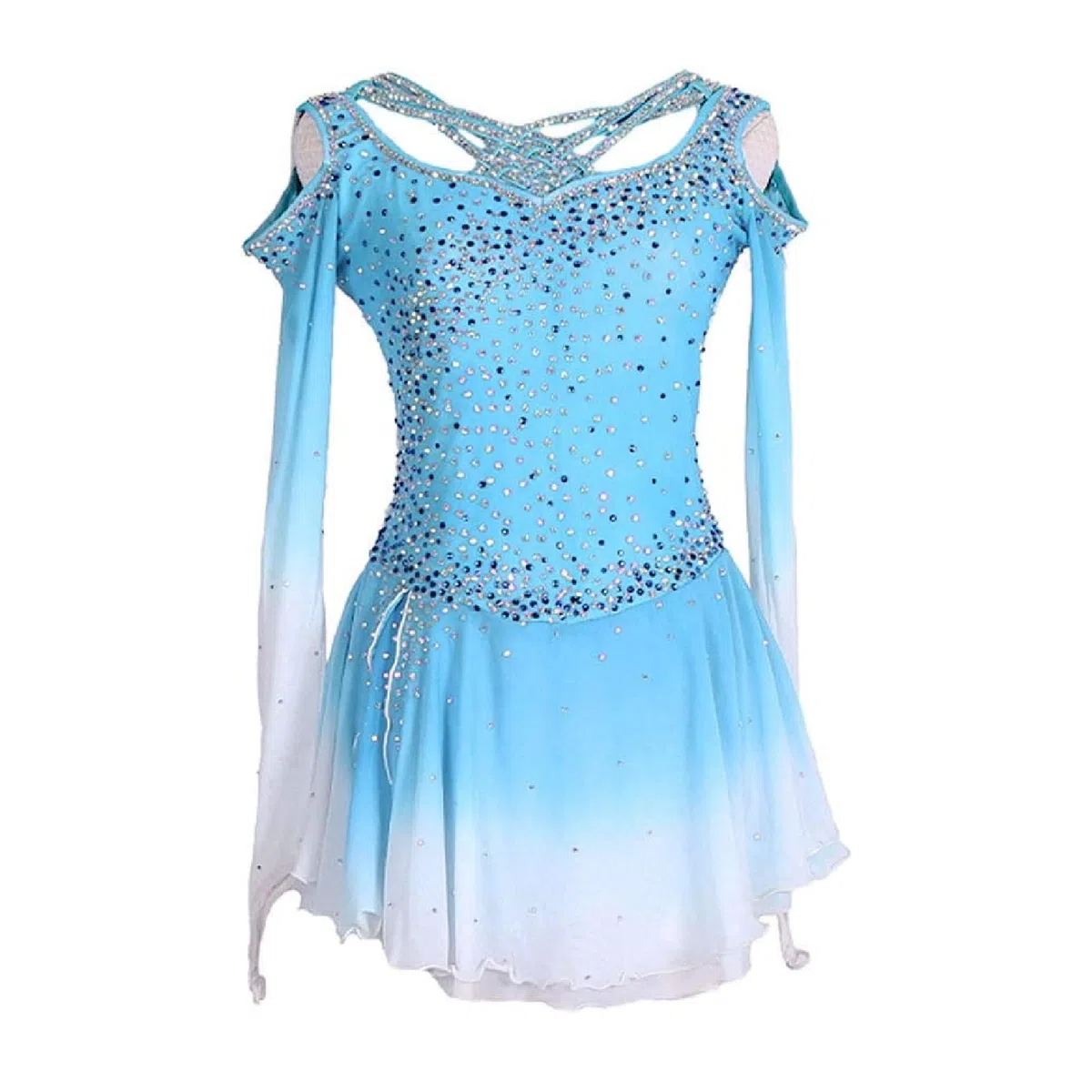 Abito da Pattinaggio Artistico for Donna Costume da Competizione A Maniche Lunghe Su Misura for Pattinatrice