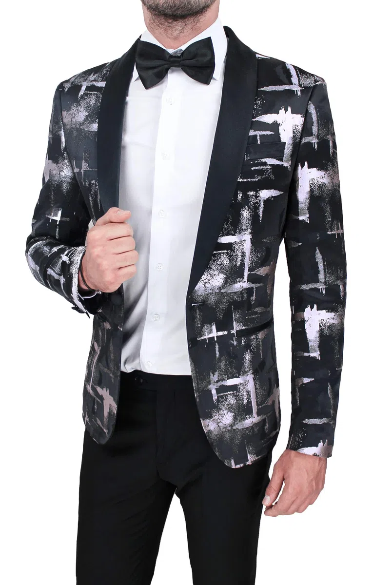 Evoga Abito Completo Uomo Class Sartoriale Damascato Elegante Smoking Vestito Cerimonia
