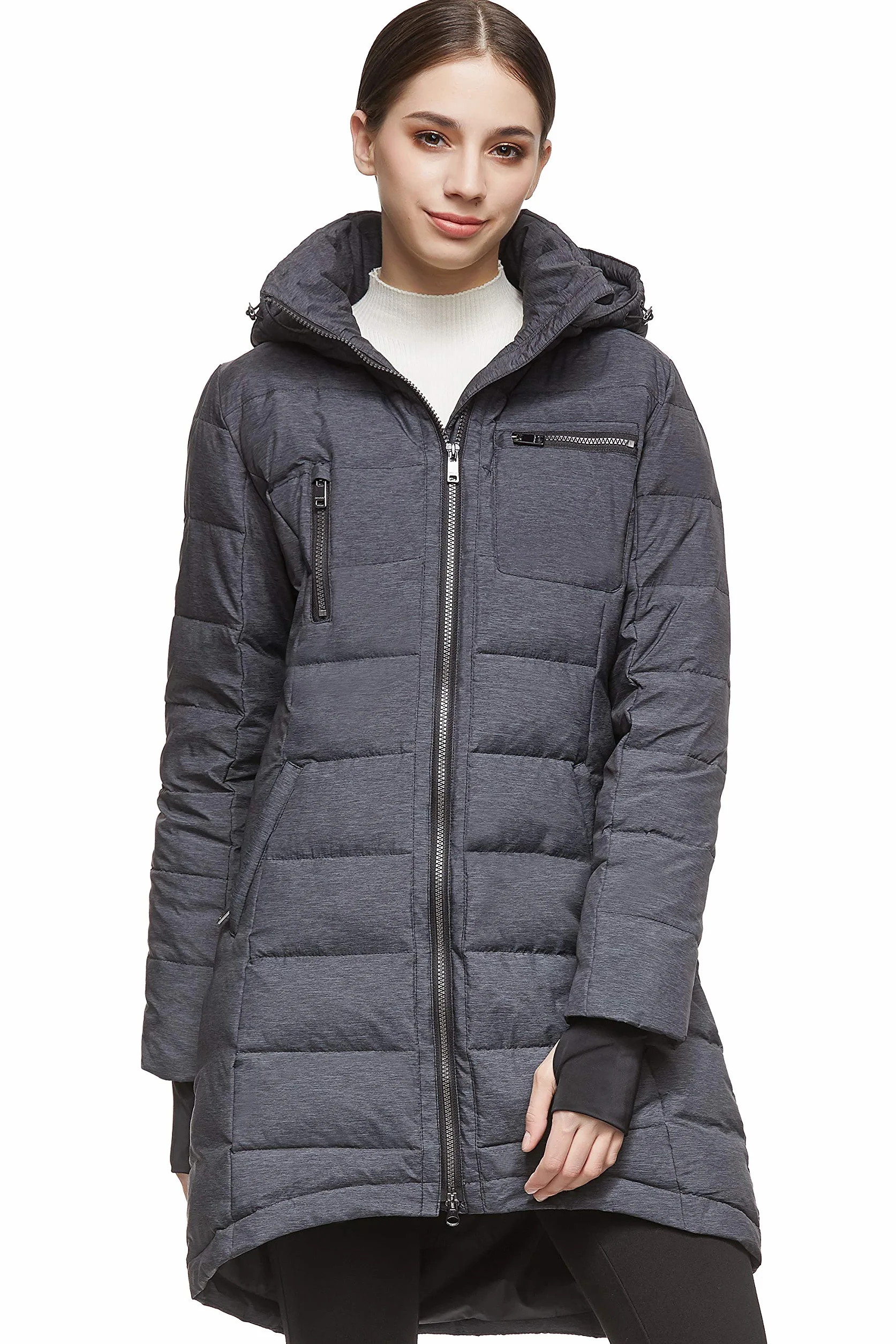 OROLAY Cappotto Invernale di Media Lunghezza con Cappuccio da Donna Piumino Comfort Trapuntato