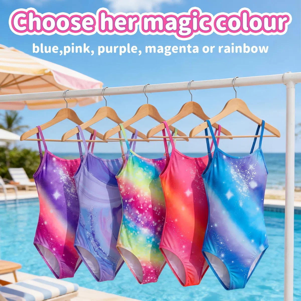 Costume da Bagno Intero per Ragazze, Bambini Costume Intero con Spalline Regolabili Elasticizzato Asciugatura Rapida Costume da Nuoto Leggero Abbigliamento da Bagno 5-14 Anni