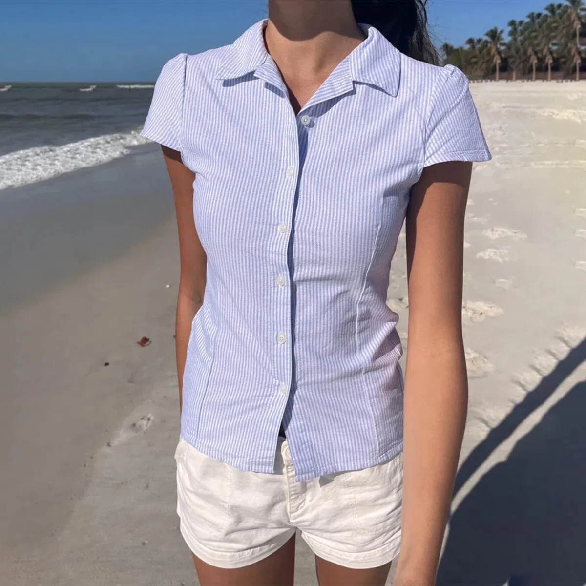 Camicia da donna Y2k a maniche corte con bottoni a quadri coquette top estivi retrò a quadretti camicetta slim fit crop top