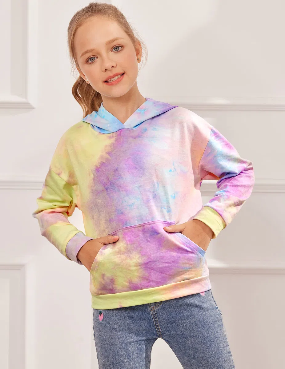 Arshiner Ragazza Felpe con Cappuccio Batik Felpa a Maniche Lunghe Moda Casual Primavera Slim Fit Felpa con Cappuccio per Ragazze