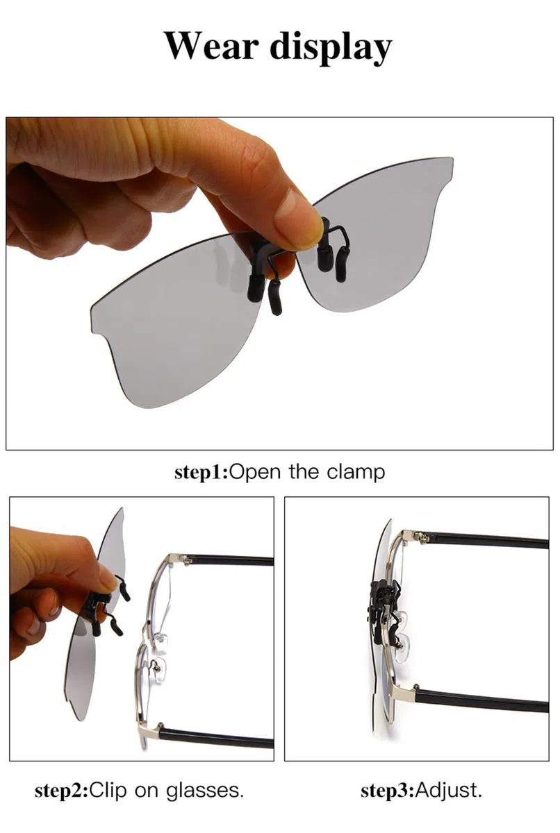 Long Keeper Clip per Occhiali da Sole Lenti Polarizzati Occhiali da sole con clip on flip up ideale per per Uomo e Donna Esterno