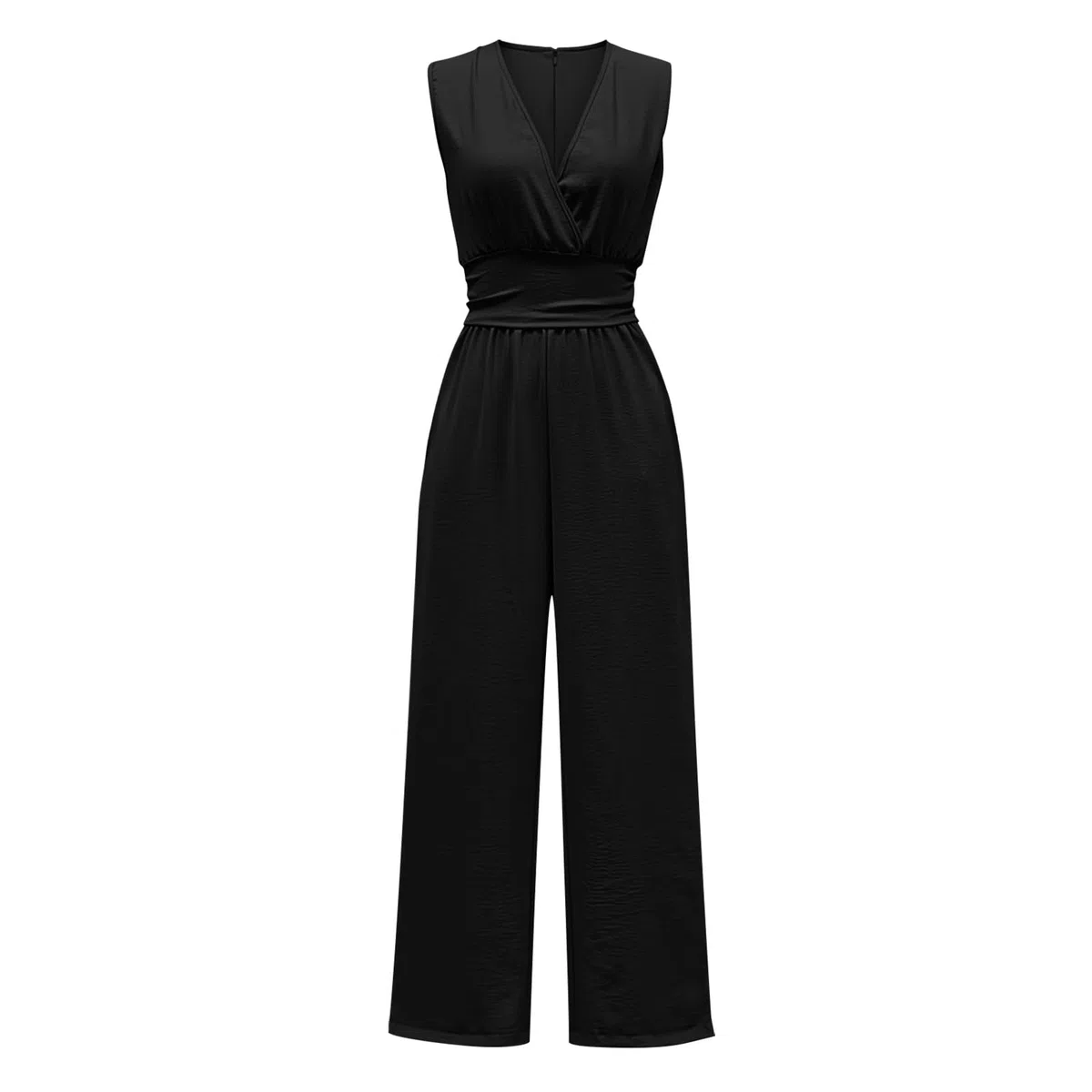 Tuta Elegante Donna Cerimonia Intera, Jumpsuit Lunga Curvy Senza Maniche Scollo a V, Salopette Estiva Pantaloni Larghi Slim Fit con Tasche, Overalls Casual Cocktail, Jumpsuits Festa Da Sera