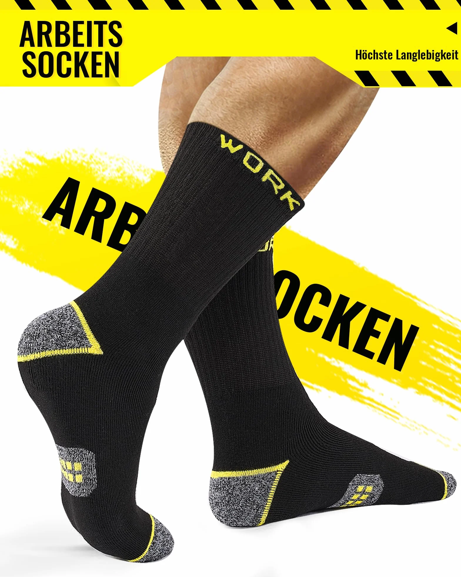 10 paia di calze e calzini da lavoro uomo, termiche, lunghe, imbottite e rinforzate, WORK Socks