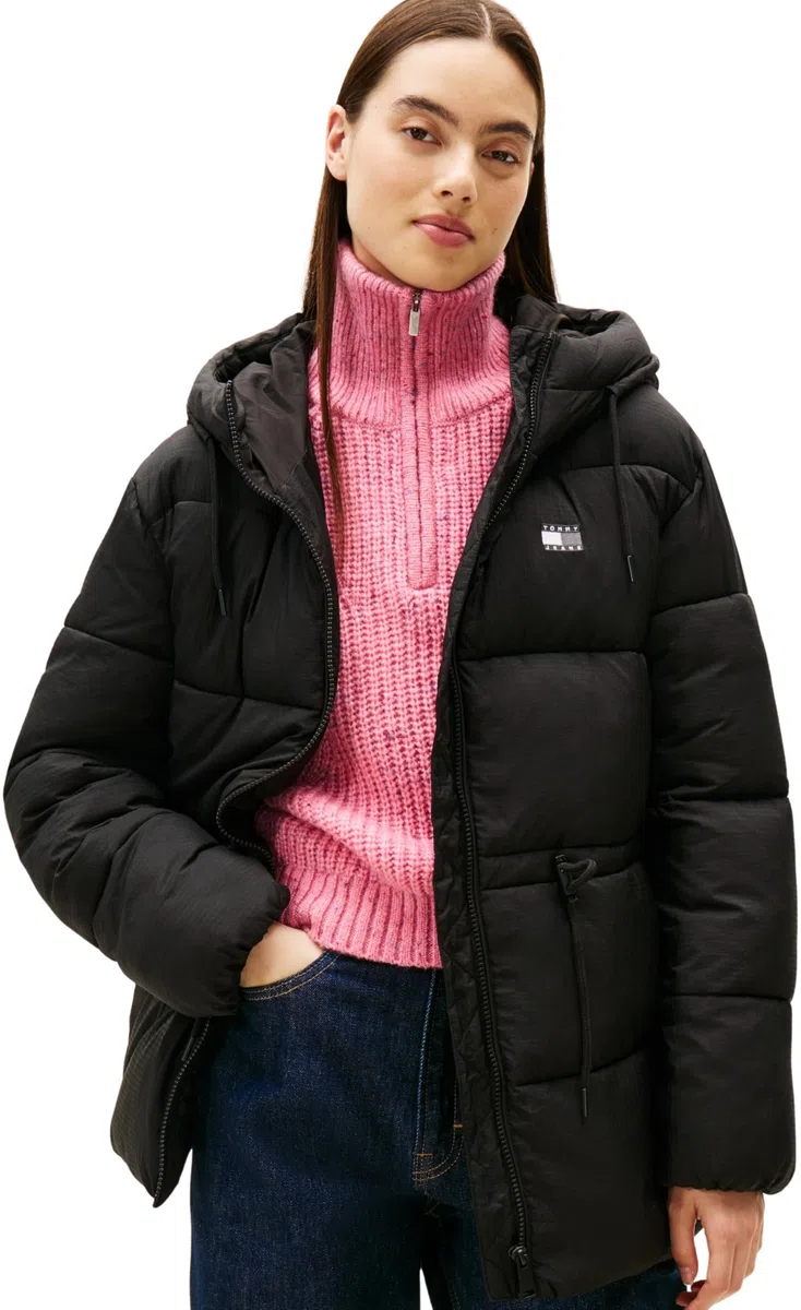 Tommy Jeans Tjw Hooded Midi Puffer Jacket Dw0dw21626 Piumino Donna (Pacco da 1)