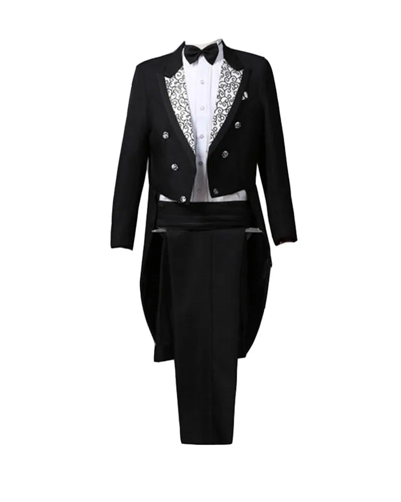 Uomo Formale Smoking Frac Vestito Aderente Costume Spettacolo palcoscenico di magia Pantaloni Blazer Cosplay Pantaloni Abito Vittoriano di Halloween