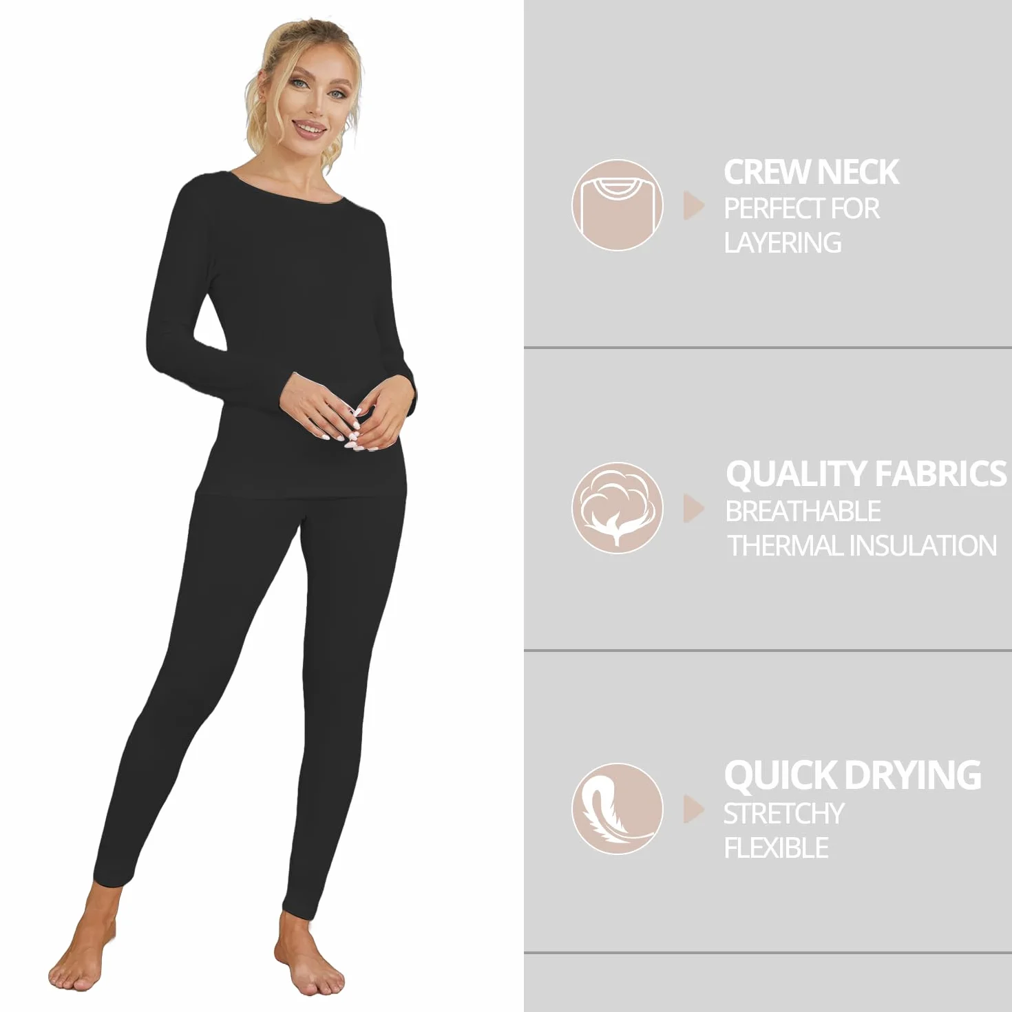 Channo Strato Base Termico Donna Morbido Leggero Caldo e Traspirante Disponibile Come Maglia Pantaloni o Set