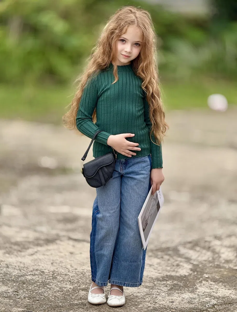 Arshiner Ragazze Manica Lunga Termica Bambine Mezzo Dolcevita T-Shirt Collo Rotondo Maglione Elegante Moda Abbigliamento Autunno Inverno Casual Manica Lunga per Ragazza 5-13 Anni