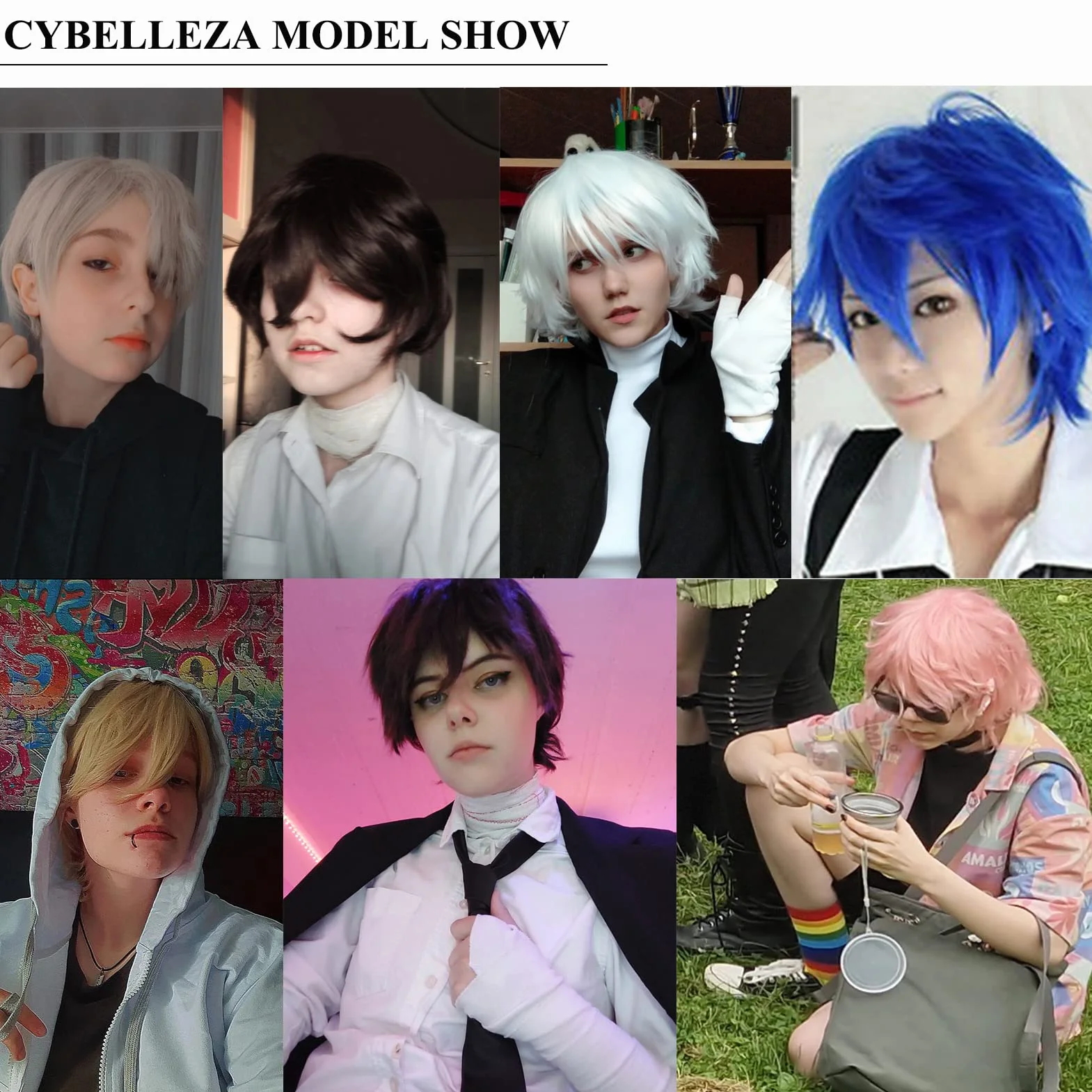 Parrucca sintetica corta per cosplay, capelli corti biondi, ricci, lisci, a strati, soffice, per feste in costume, con cuffia inclusa, biondo lino