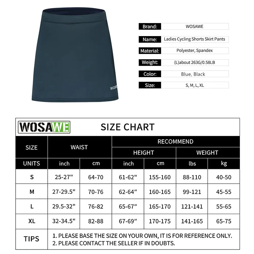 WOSAWE Donna Pantaloncini da Ciclismo Traspirante Gel 3D Imbottito Gonna Biciclette Ciclismo Biancheria Intima Sport Pant per L'Estate