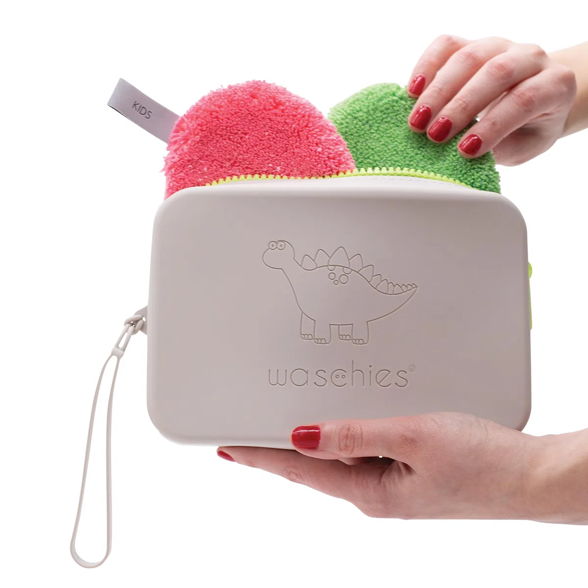 Waschies "Travel Set Kids" - Borsa da viaggio sostenibile e idrorepellente con spugne lavabili riutilizzabili, set per viaggi e regali, grigio., m