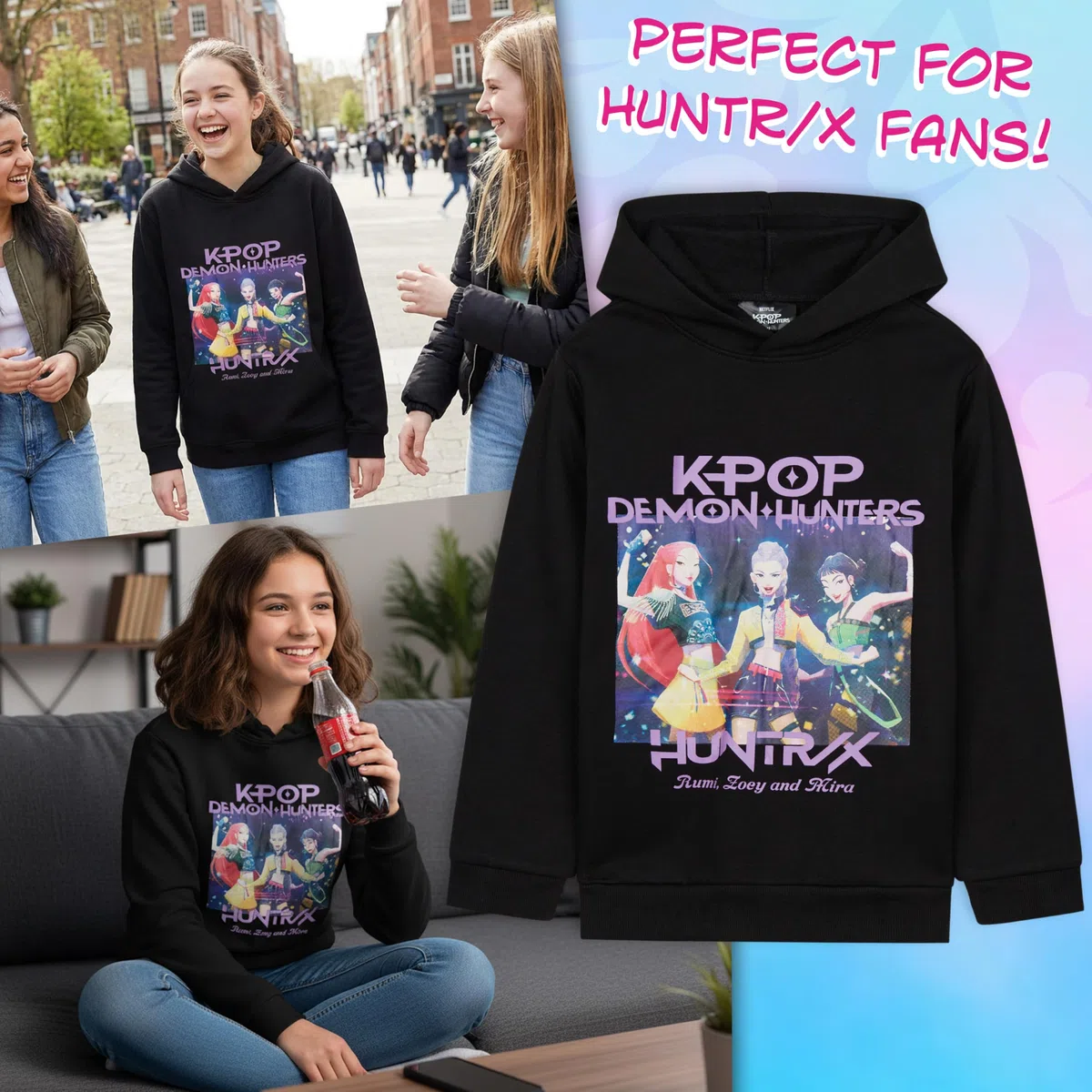 KPop Demon Hunters Felpa con Cappuccio Bambina Adolescenti Invernale Ragazza Regalo