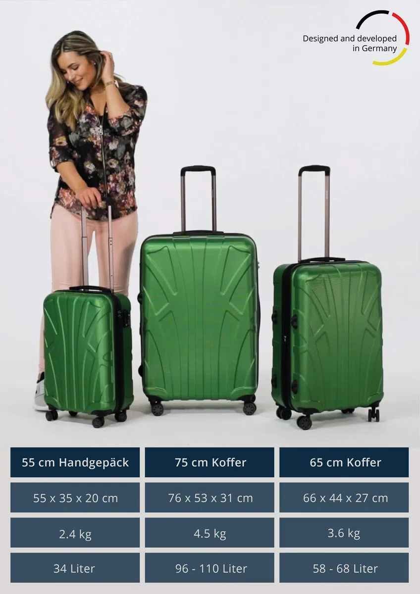 Suitline - Valigia Trolley espandible rigido grande ABS TSA 4 ruote, 76 cm, 110 litres, Corallo