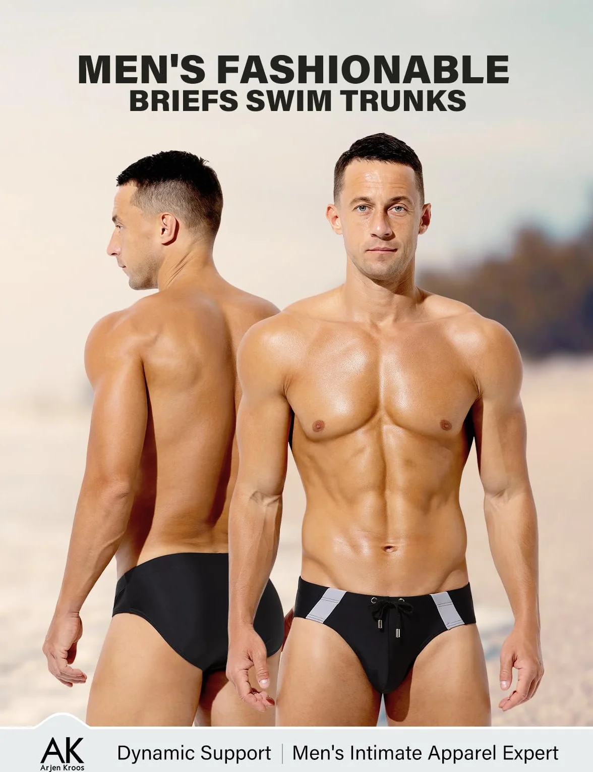 Arjen Kroos Costume Slip Uomo Mare, Slip da Bagno con Coulisse a Vita Bassa, Asciugatura Rapida, Swimming Brief per Nuoto Spiaggia Piscina