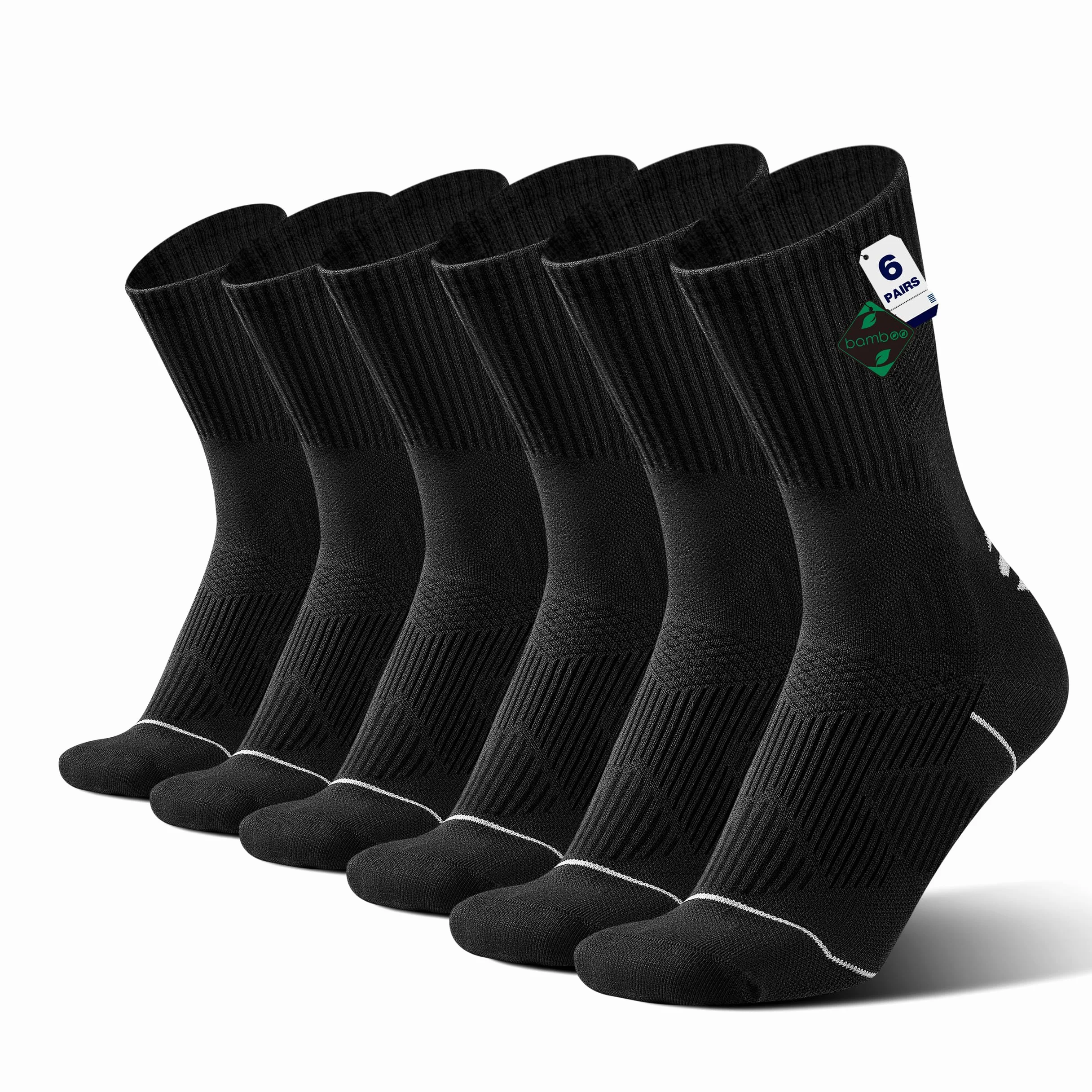 ineepor 6 Paia Calze Uomo in Bambù, Calze Compressione – Leggere, Senza Couture, Traspiranti, Anti-Odore – Calze Uomo Corti, Randonnata, Bicicletta, Sportive