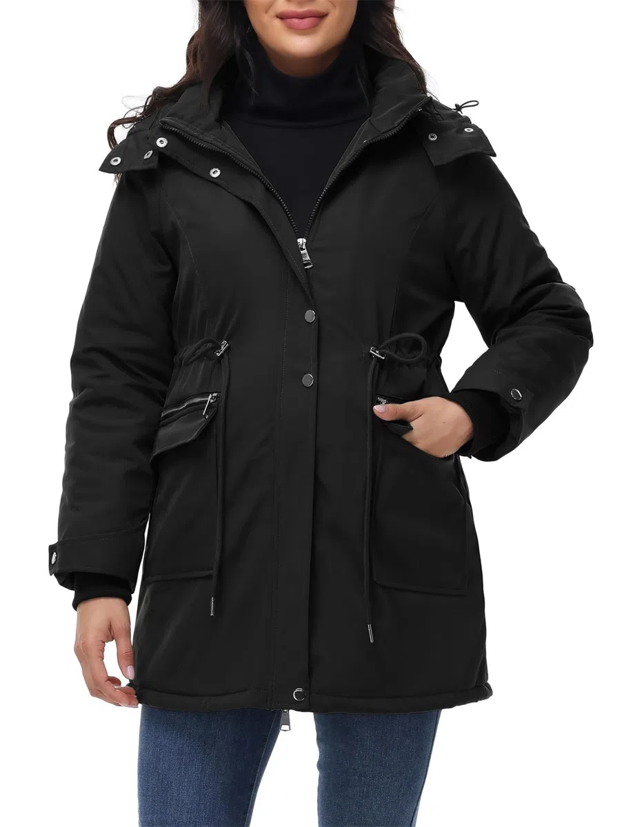 Maacie Umstands Giacca di Cotone 3 in 1 Inverno Lungo Buffer Piumino Parka con Cappuccio con Tasche Giacca di Cotone Impermeabile 2024