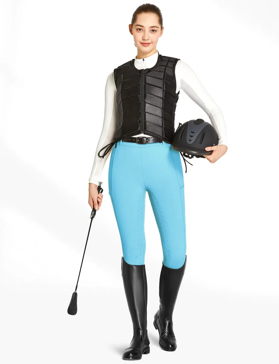 FitsT4 Sports Pantaloni da equitazione da donna, con tasche con cerniera, pantaloni da equitazione da donna