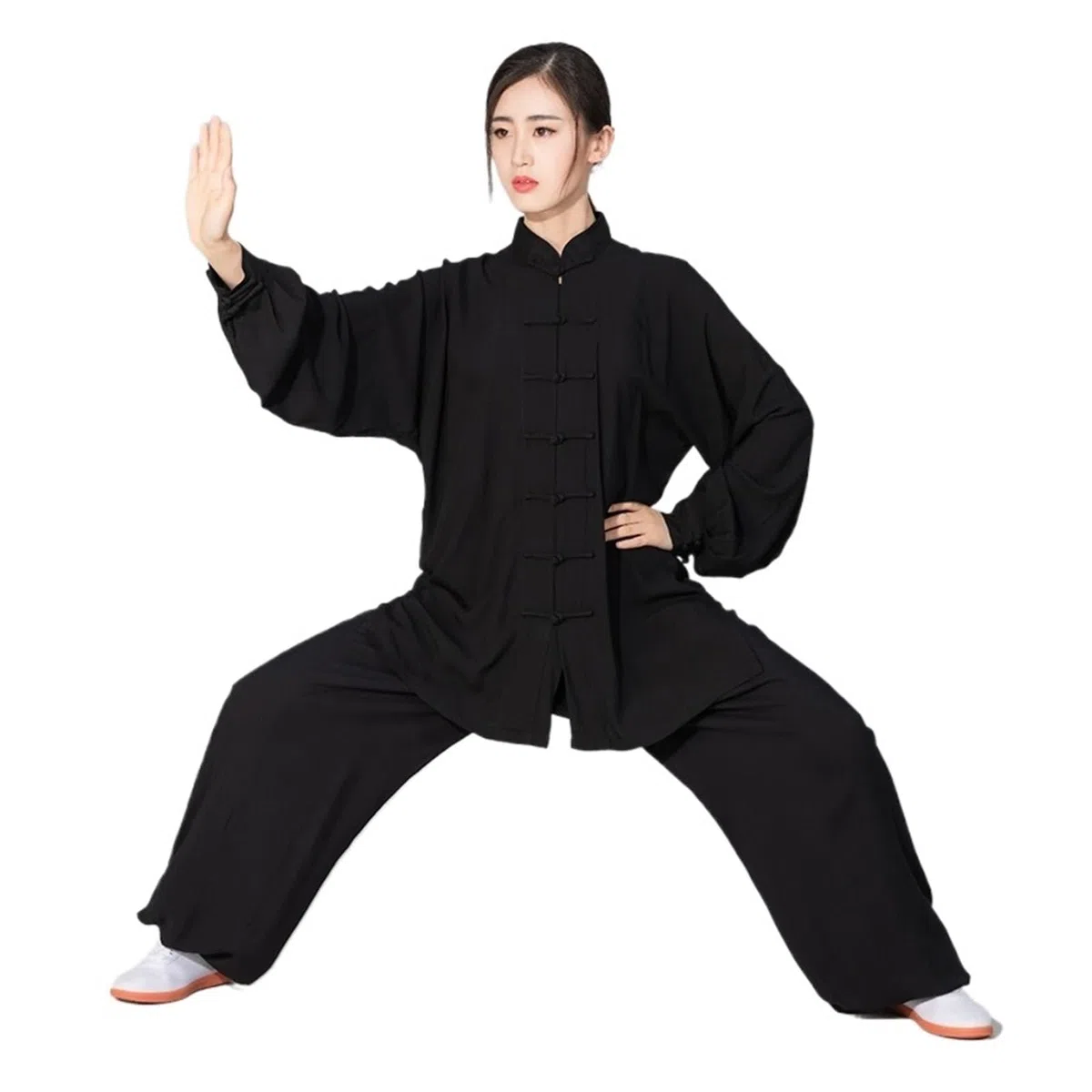 Tai Chi Uniformi Uniforme Tai Chi Cotone Wushu Kung Fu Abbigliamento Adulti Arti Marziali Wing Chun Tuta Taichi Performance Tang Suit(Black,XS(155cm))