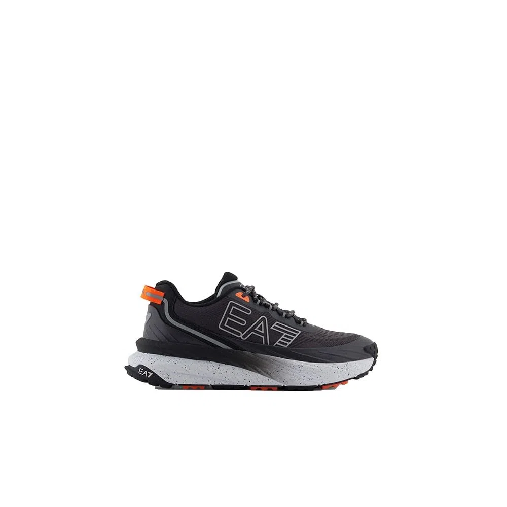EA7 Scarpe sportive Trail Running, Nero e Arancione, Suola in gomma antiscivolo, design sportivo con logo riflettente