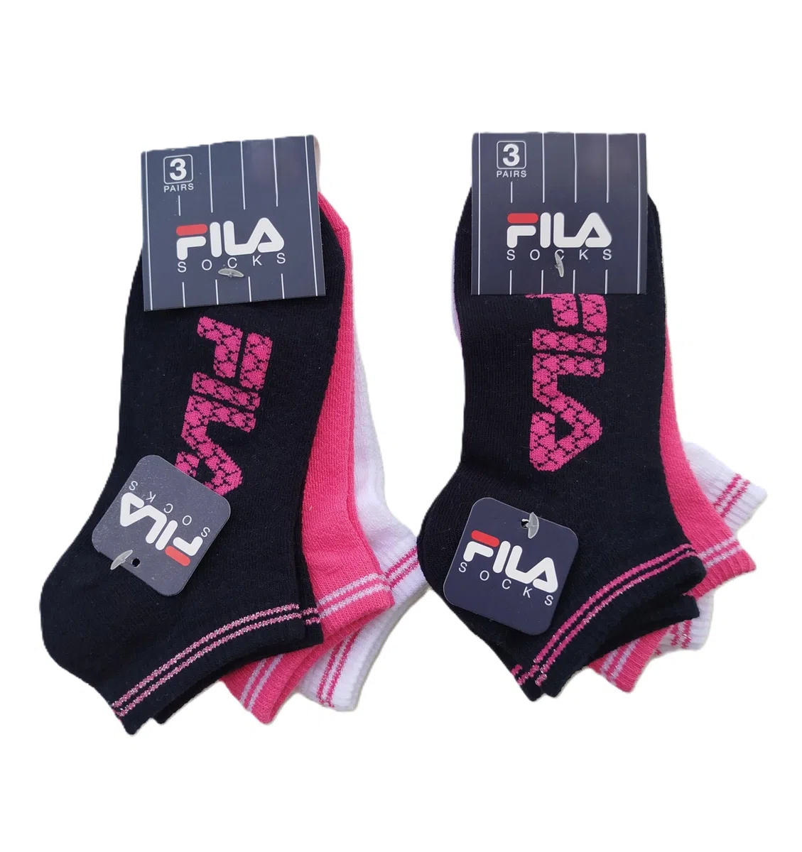 FILA 6 PAIA CALZINI SPORTIVI FANTASMINI PER BAMBINA E RAGAZZA, TAGLIE DALLA 23 ALLA 38, COLORI ASSORTITI A FANTASIA.