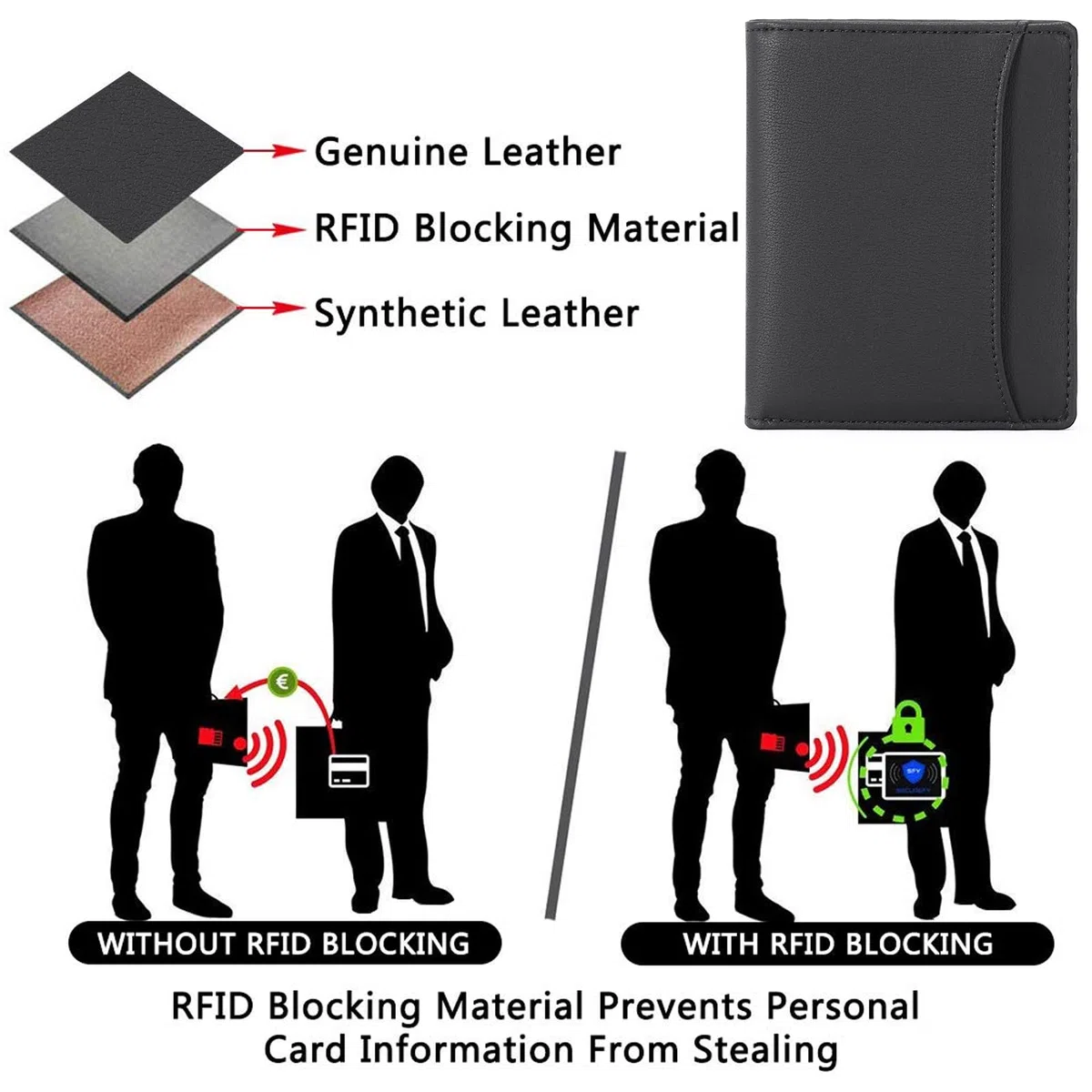 GAEKEAO Portafoglio Uomo Piccolo Portamonete con Protezione RFID slim 8 Porta Carte di Credito mini portafoglio uomo Pelle