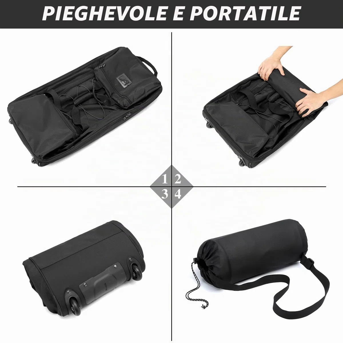 Laripwit Borsone da Viaggio con Ruote XXL 130-170L Espandibile Borsa Sportiva Pieghevole Grande Weekender per Viaggi, Campeggio, Nero