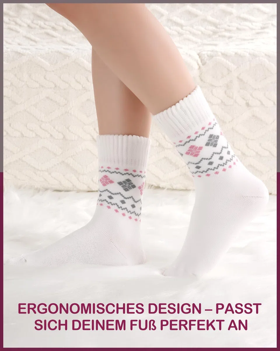 Niorasen 6 Paia Calzini Termici Donna Inverno, Spessi Caldi e Morbidi Calzini in Cotone Divertenti e Colorati Regalo con Interno Felpato