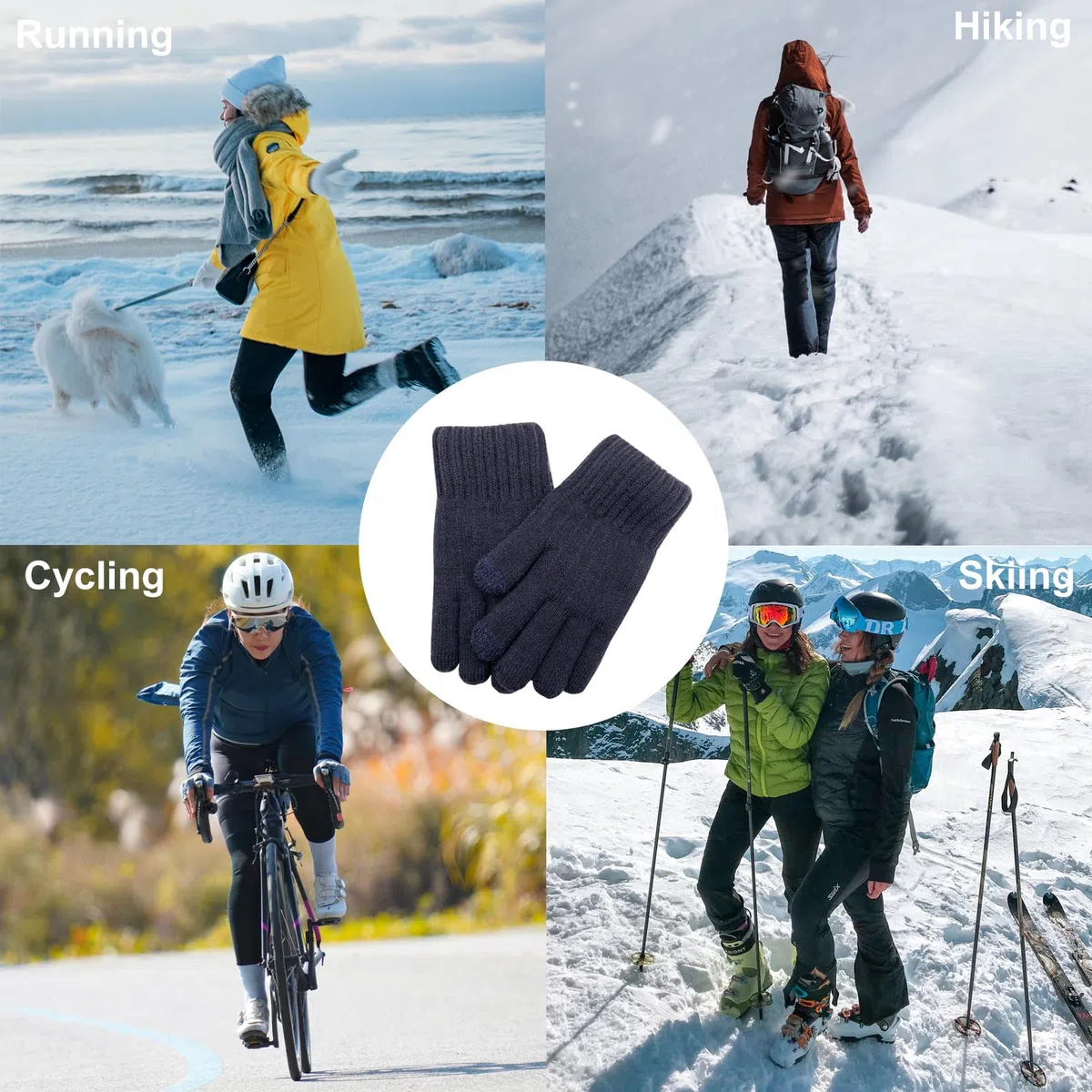 Guanti Invernali da Donna con Fodera Morbida Touchscreen Guanti Caldi per Ciclismo, Viaggi e Attività All'Aperto Regalo Donna