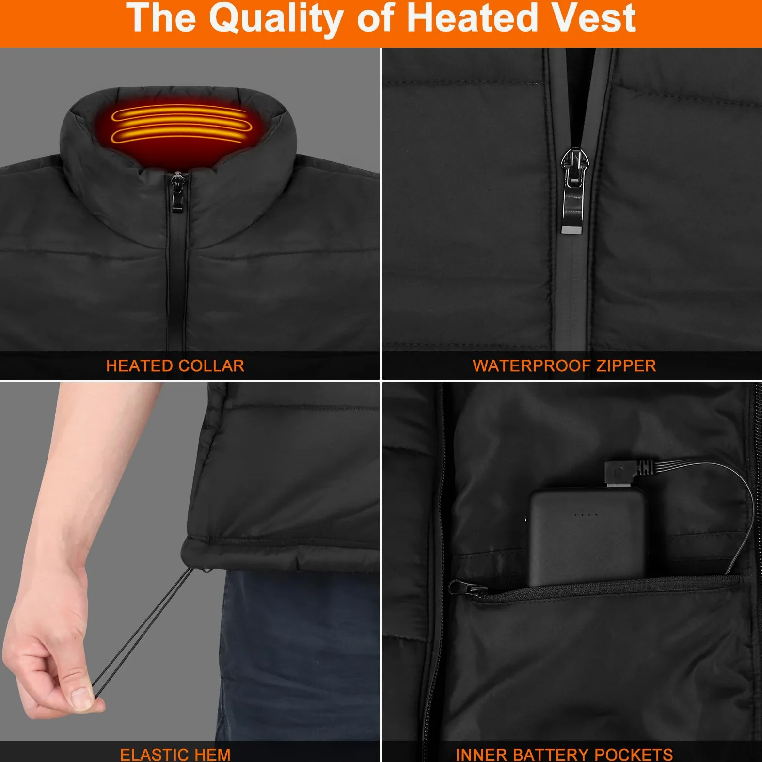 Amiable Gilet Riscaldato Uomo Donna, Giubbotto con Batteria 10000mAh, 8 Zone Di Riscaldamento Giacca Riscaldata per Campeggio Pesca Caccia - M