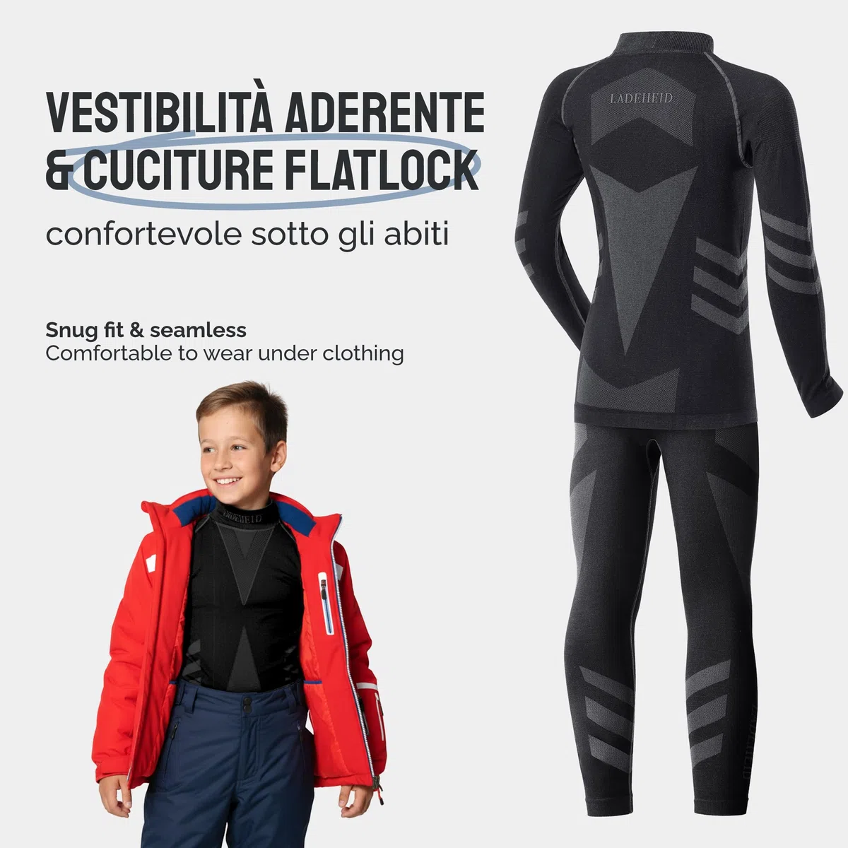 Ladeheid Completo Maglia e Calzamaglia Termiche Bambino e Bambina LAGI009